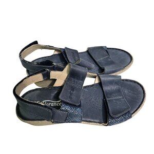 Florance Made In Italy Blue Leather Glitter Detail Strappy Sandals Size 6